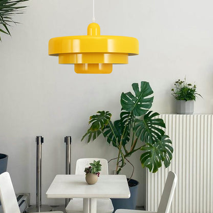 Lampa wisząca w stylu mid-century pomarańczowa metalowa oprawa