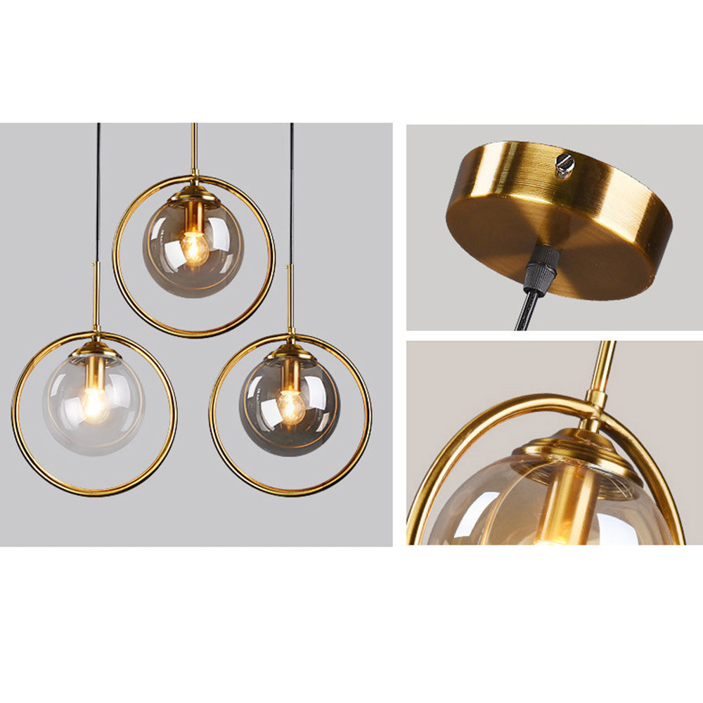 Glass Pendant Light with Gold Frame Finish