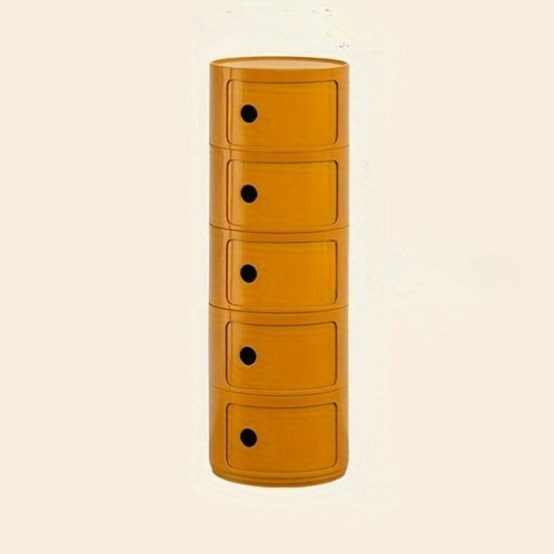 Bedside Table with Round Plastic Storage Drawers