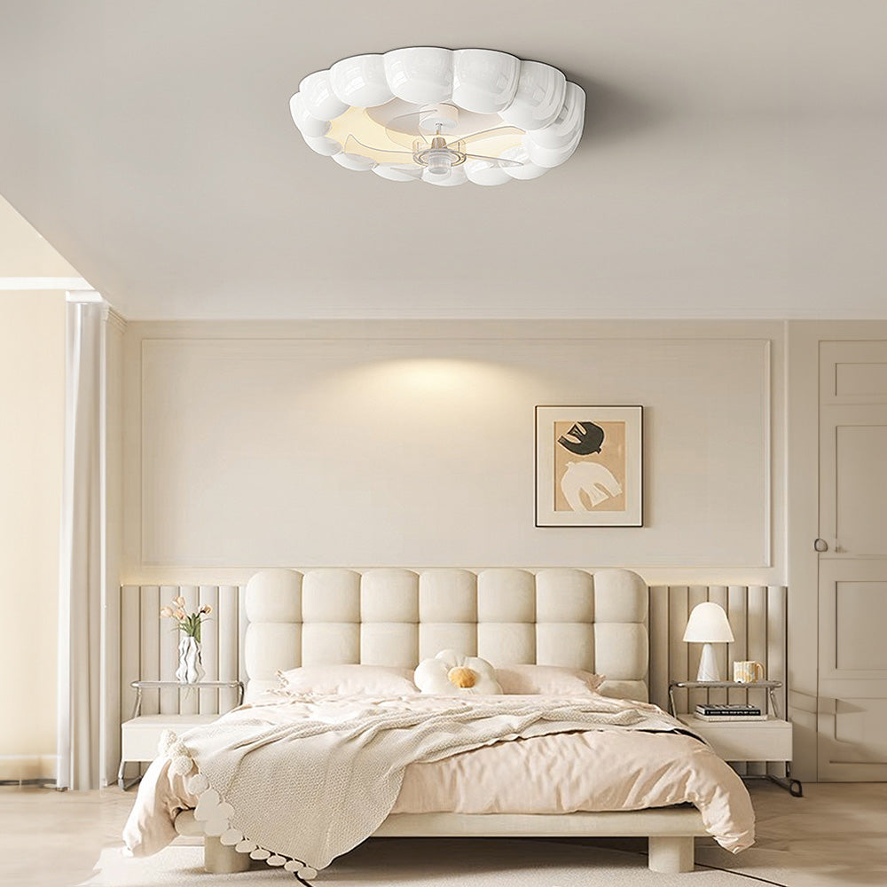 Elegant Macaron Style Bedroom Ceiling Fan with Integrated Light – Modern Design for Comfortable Living Spaces