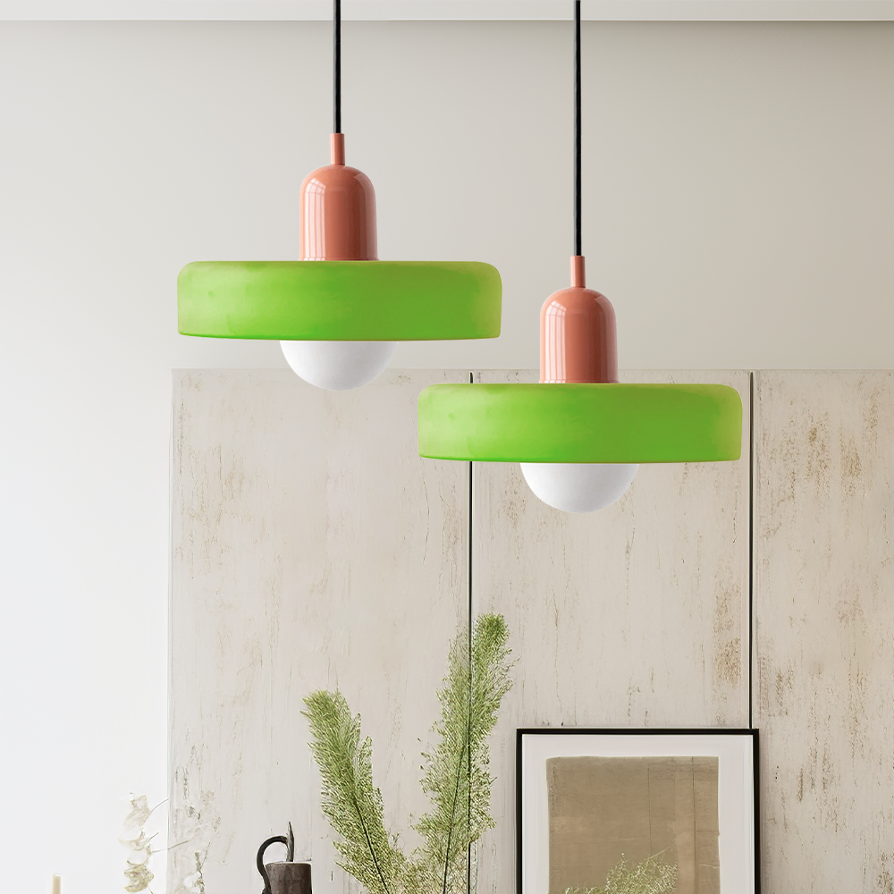 Vibrant Bauhaus Glass Pendant Light for Kitchen Island - Colourful Ceiling Fixture for Modern Home Décor