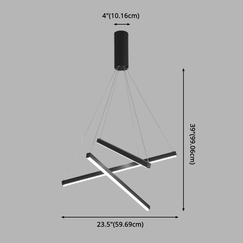 Lampadario moderno in metallo nero a LED