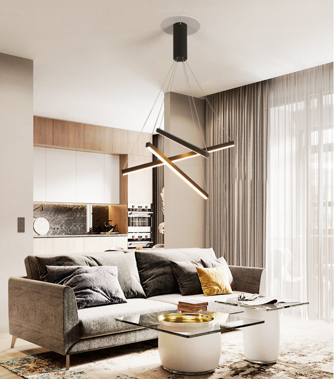 Kronleuchter Lampe Modern Schwarzes Metall LED