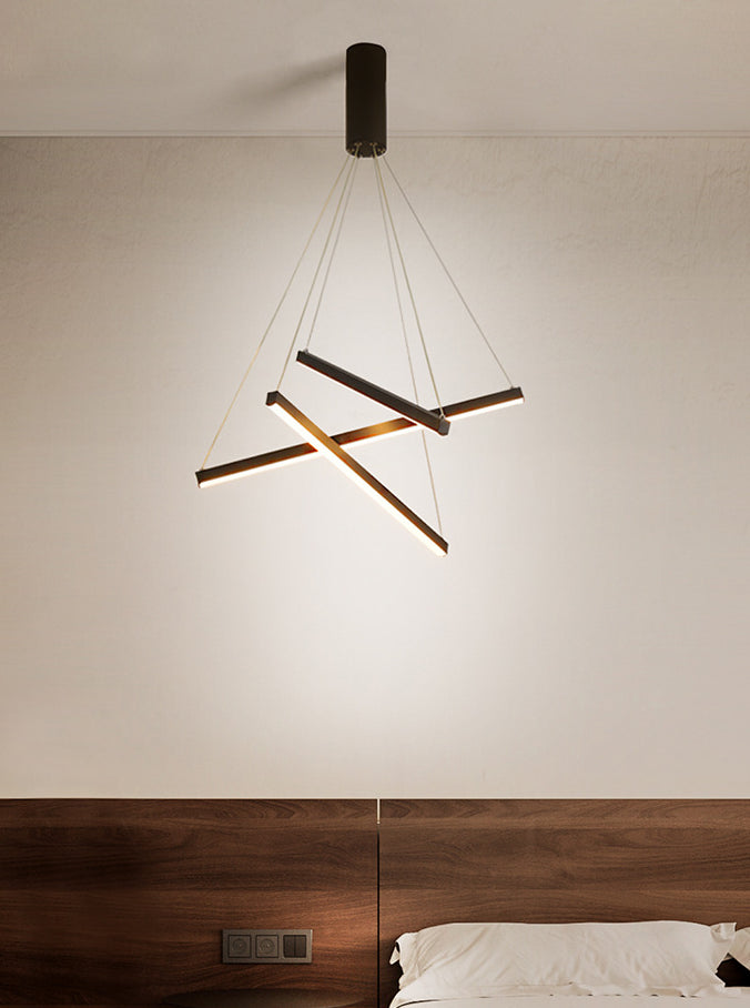 Kronleuchter Lampe Modern Schwarzes Metall LED