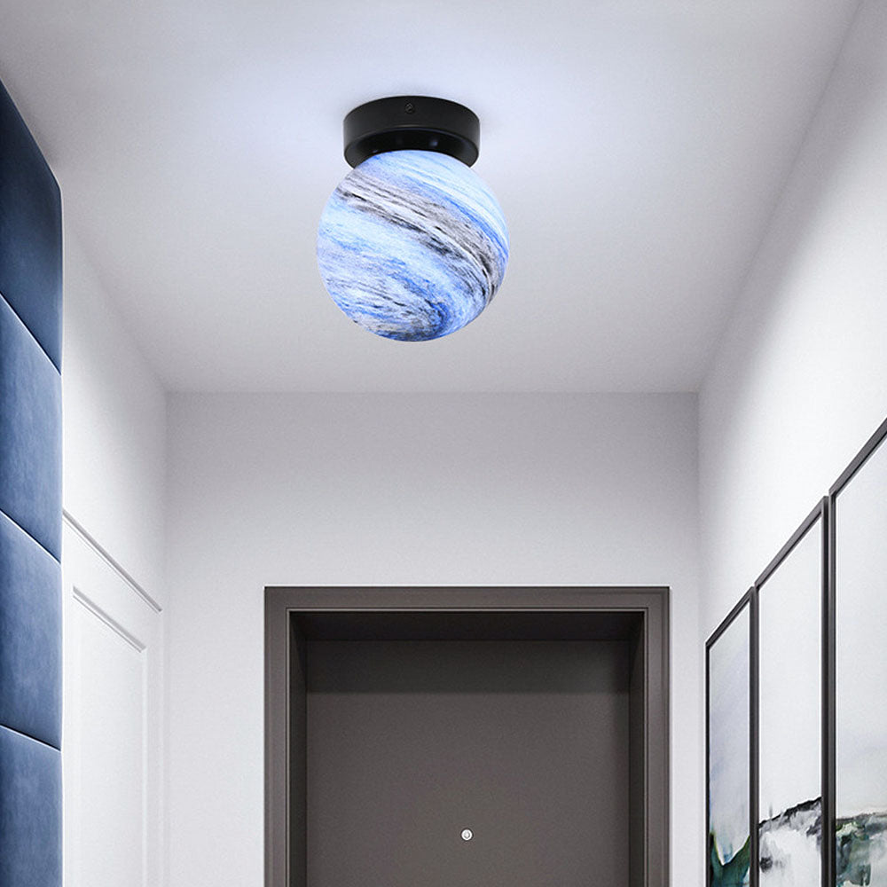 Contemporary Planet Glass Ceiling Light Fixture for Stylish Bedroom Illumination and Elegant Home Décor