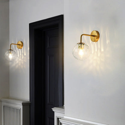 Wall Light Modern Glass Globe Sconce Gold Finish
