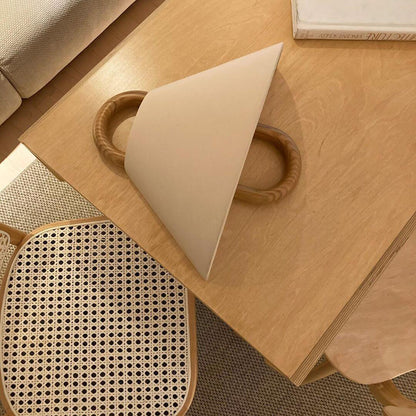 Applique murale moderne en bois avec abat-jour en tissu