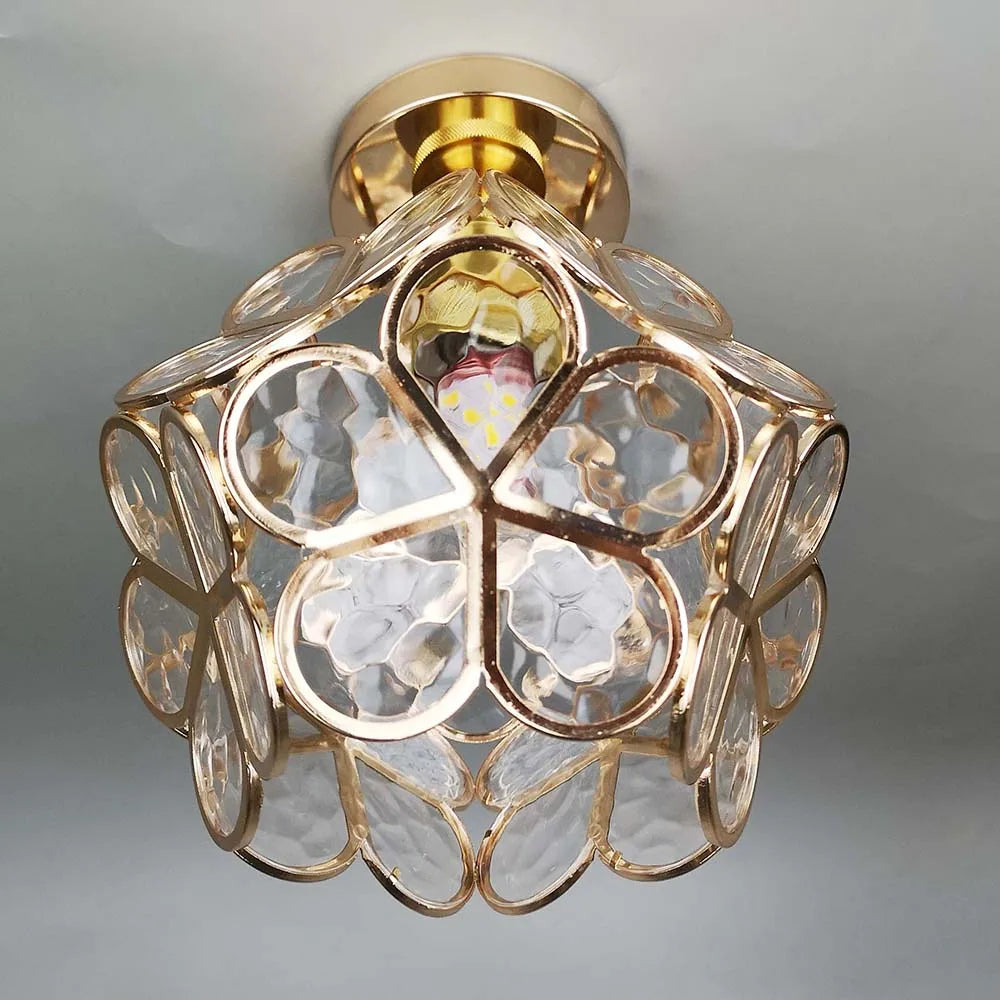 Elegant Floral Glass Ceiling Light Fixture for Hallways - Stylish Design for Contemporary Home Décor