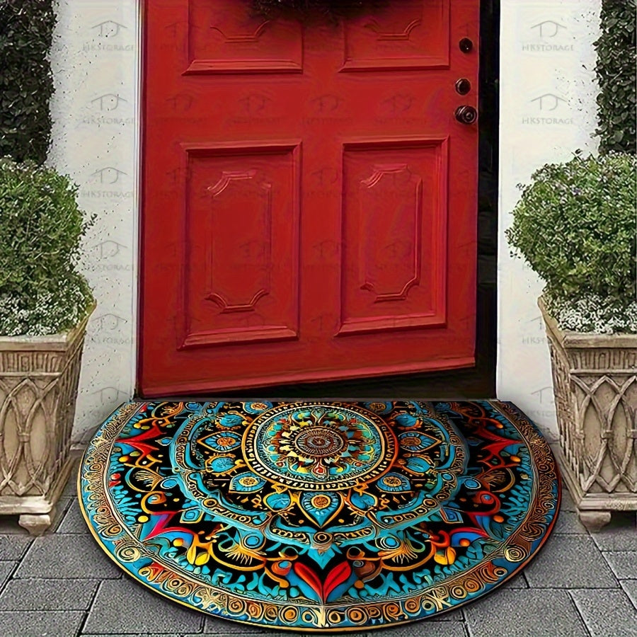 Felpudo medio círculo con diseño de mandala