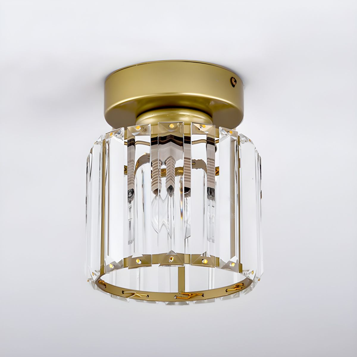 Elegant Crystal Circle Flush Mount Ceiling Light for Hallway - Stunning Illumination and Modern Design for Your Home