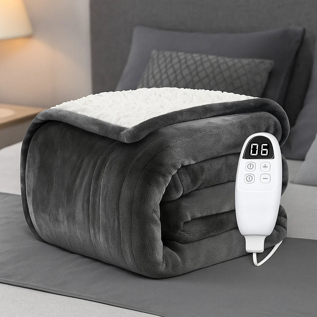 Manta eléctrica de franela calentada lavable con temporizador