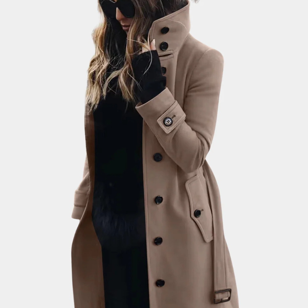 Women Long Trench Coat Winter Tailored Overcoat Belted