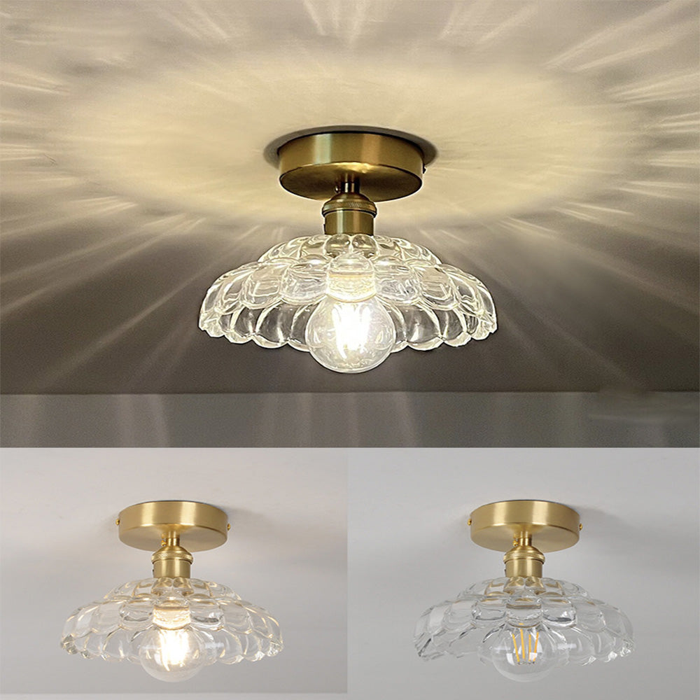 Modern Minimalist Clear Glass Semi-Flush Ceiling Light Fixture for Contemporary Home Décor and Elegant Illumination