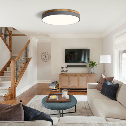 Ceiling Light Modern Wood LED Flush Fitting