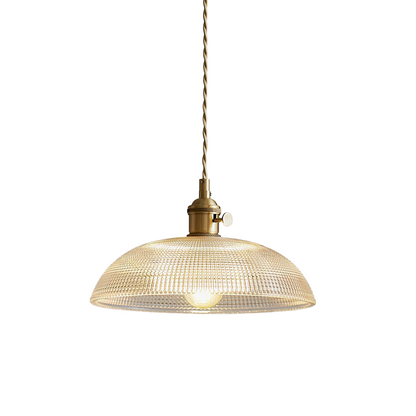 Pendant Light with Ribbed Glass Shade