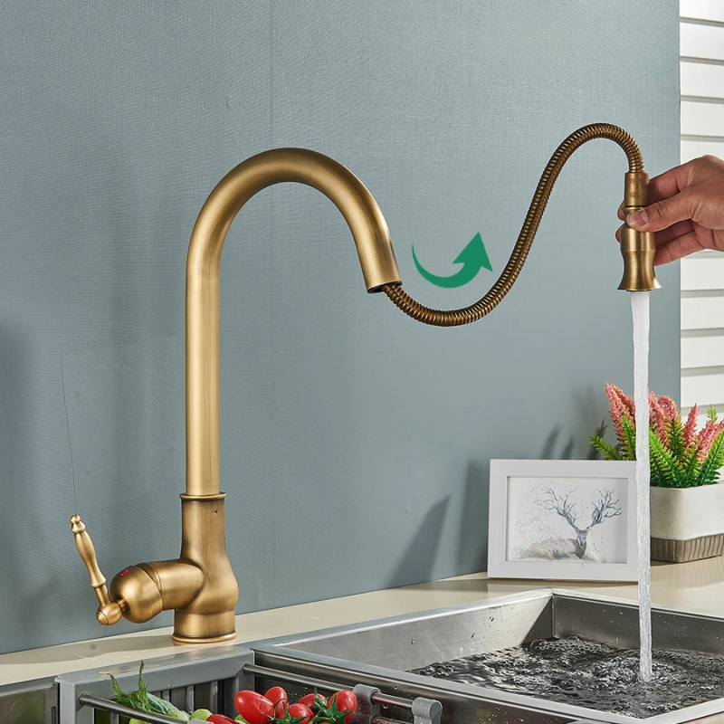 Vintage Brass Kitchen Mixer Tap Swivel Spout