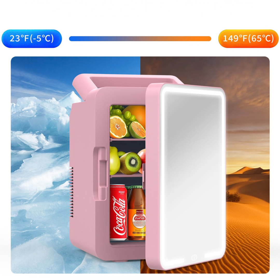 Mini-Kühlschrank mit Spiegeltür Tragbarer 12L Kühler
