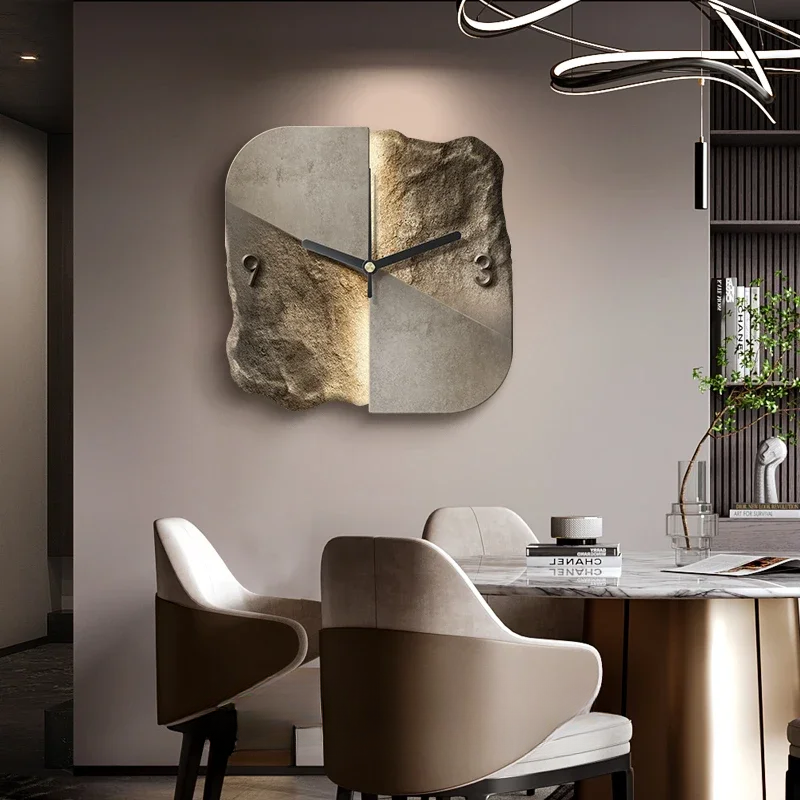 Reloj de pared moderno de piedra arenisca 3D de cuarzo silencioso