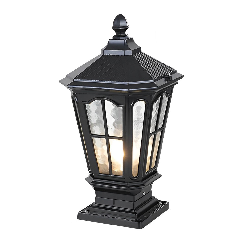 Farola solar LED negra para jardín al aire libre