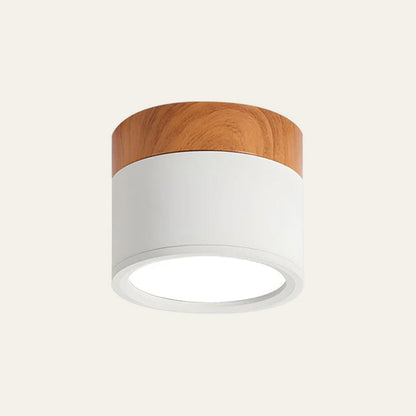 Ceiling Light with Pink Flush Wood Finish
