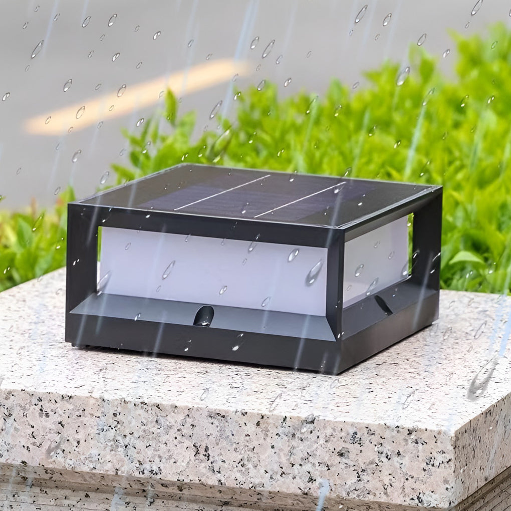 Lumière de poteau solaire LED de jardin en aluminium noir