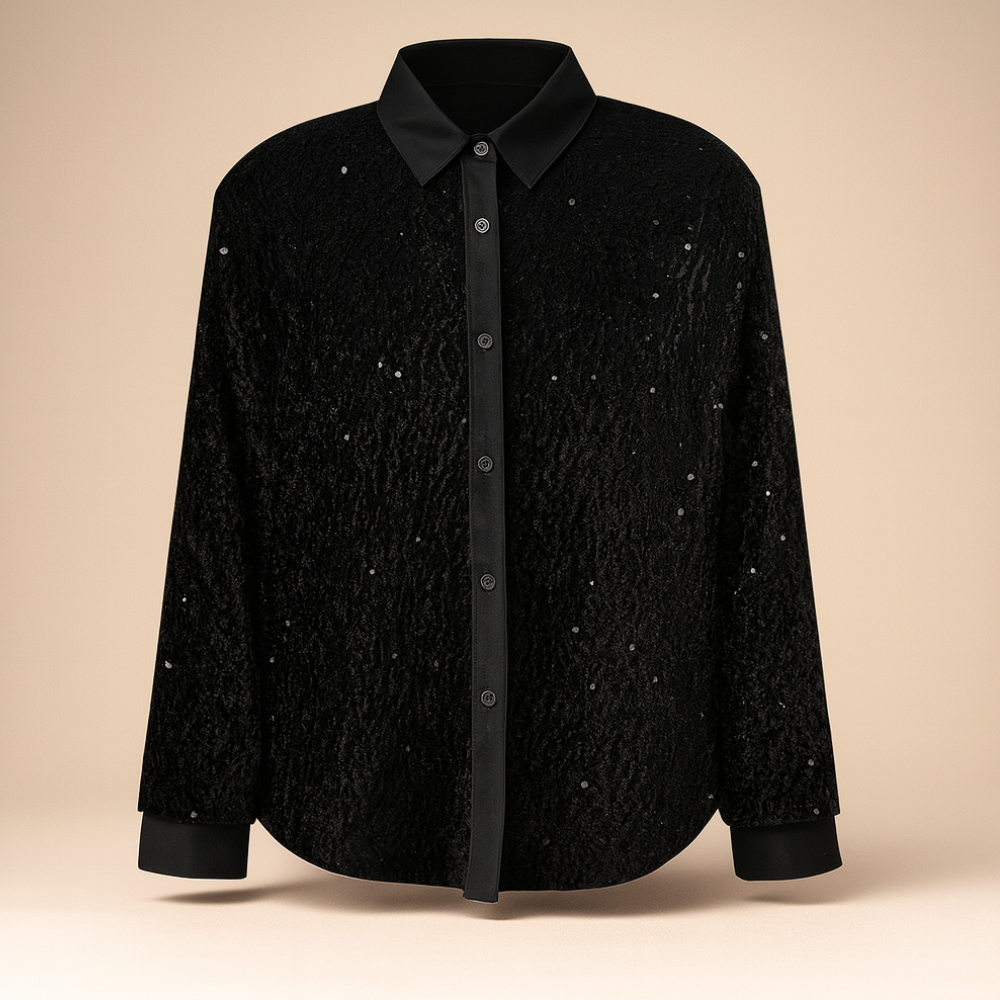 Women's Sequin Sparkly Long Sleeve Party Blouse Elegant Top