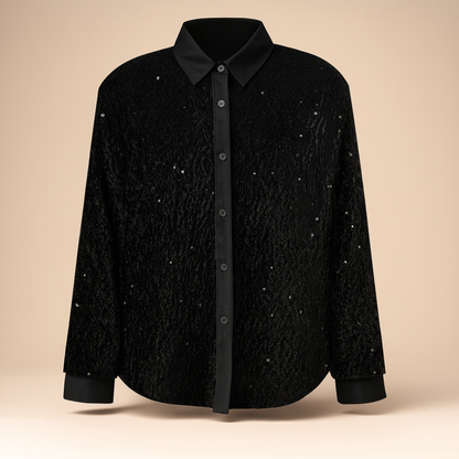 Women's Sequin Sparkly Long Sleeve Party Blouse Elegant Top