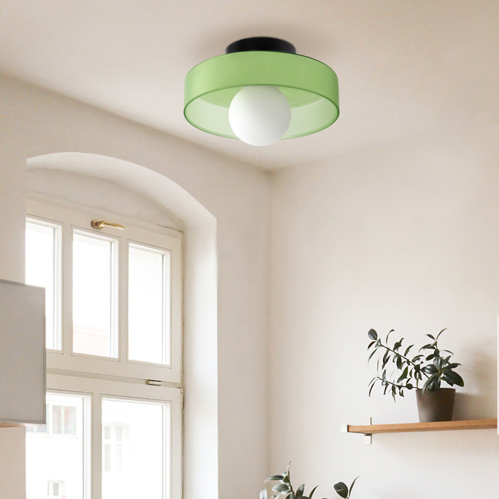 Lampada da soffitto moderna con struttura rotonda in vetro