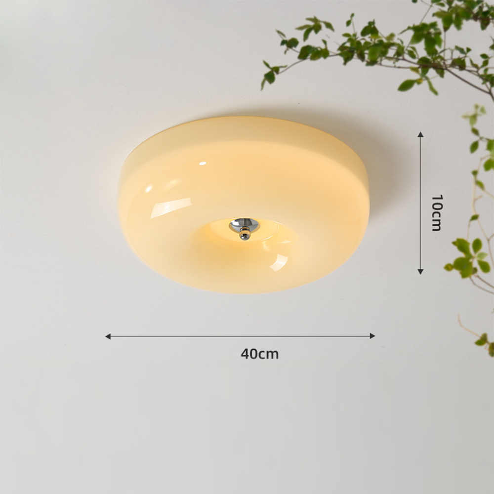 Elegant Cream Round Ceiling Lamp - Stylish Glass Ceiling Light for Modern Home Illumination and Ambient Lighting Solutions