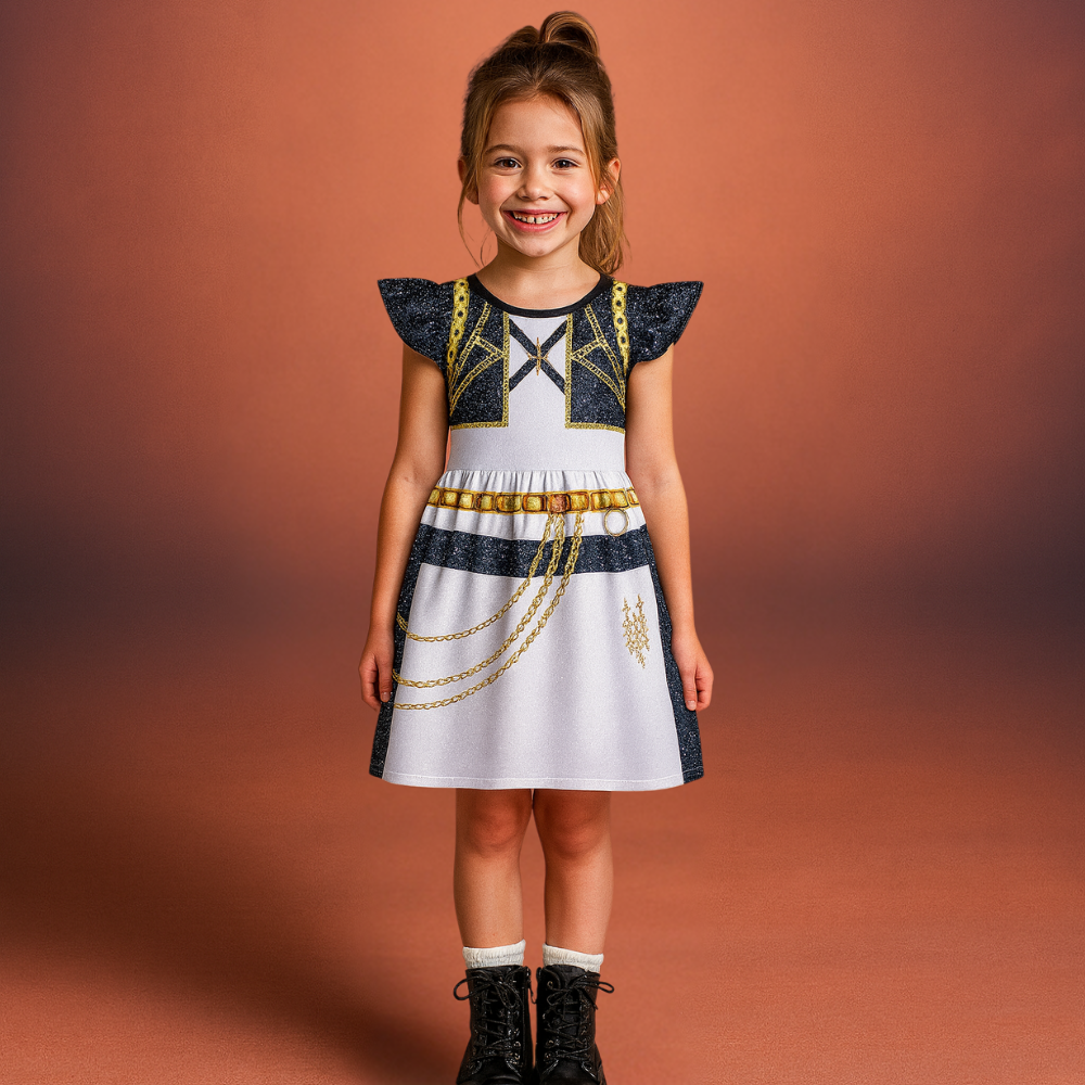 Costume Kpop Halloween pour enfants Robe de star de la pop Imprimé paillettes Tenue de scène pour performance