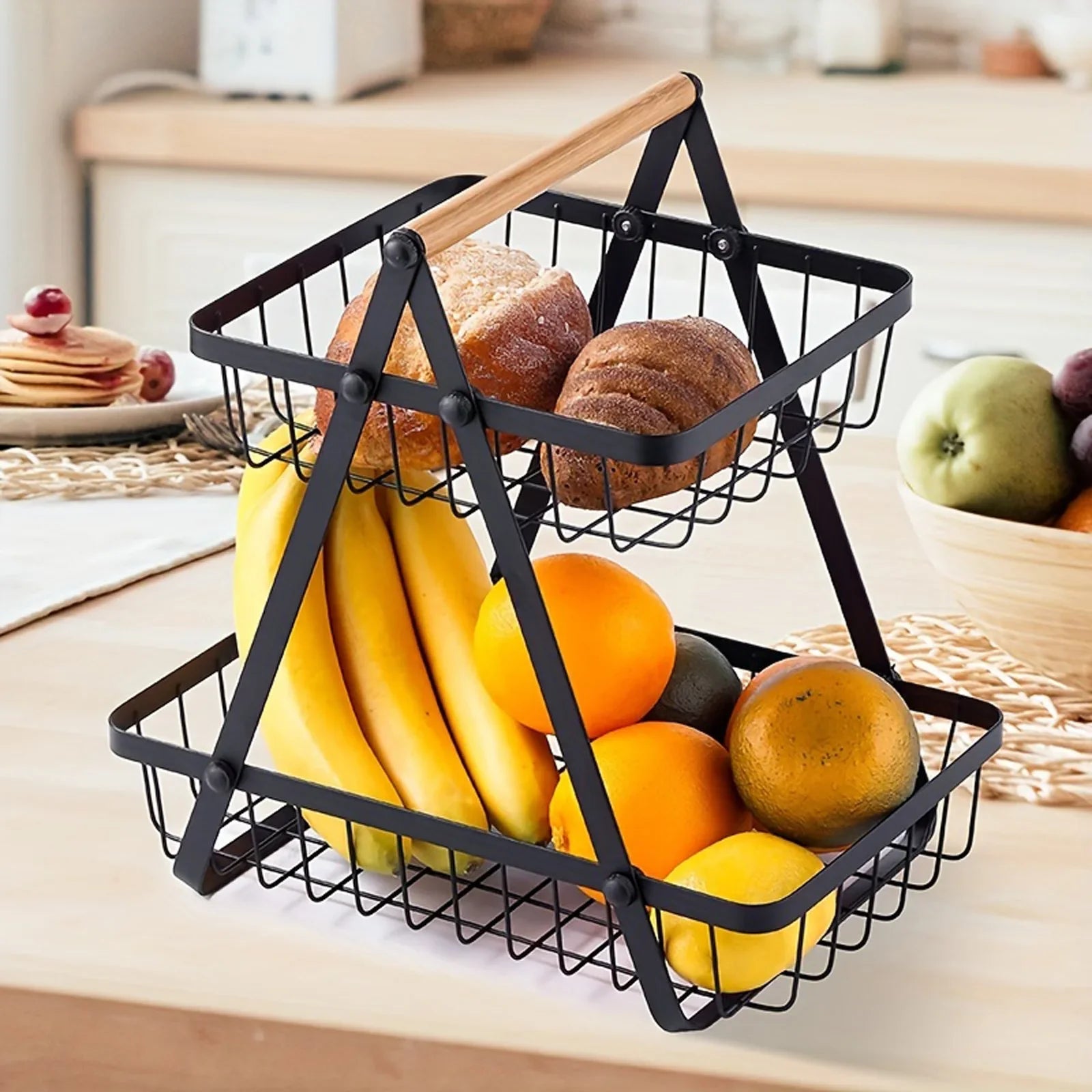Cesta de fruta de metal para almacenamiento de cocina