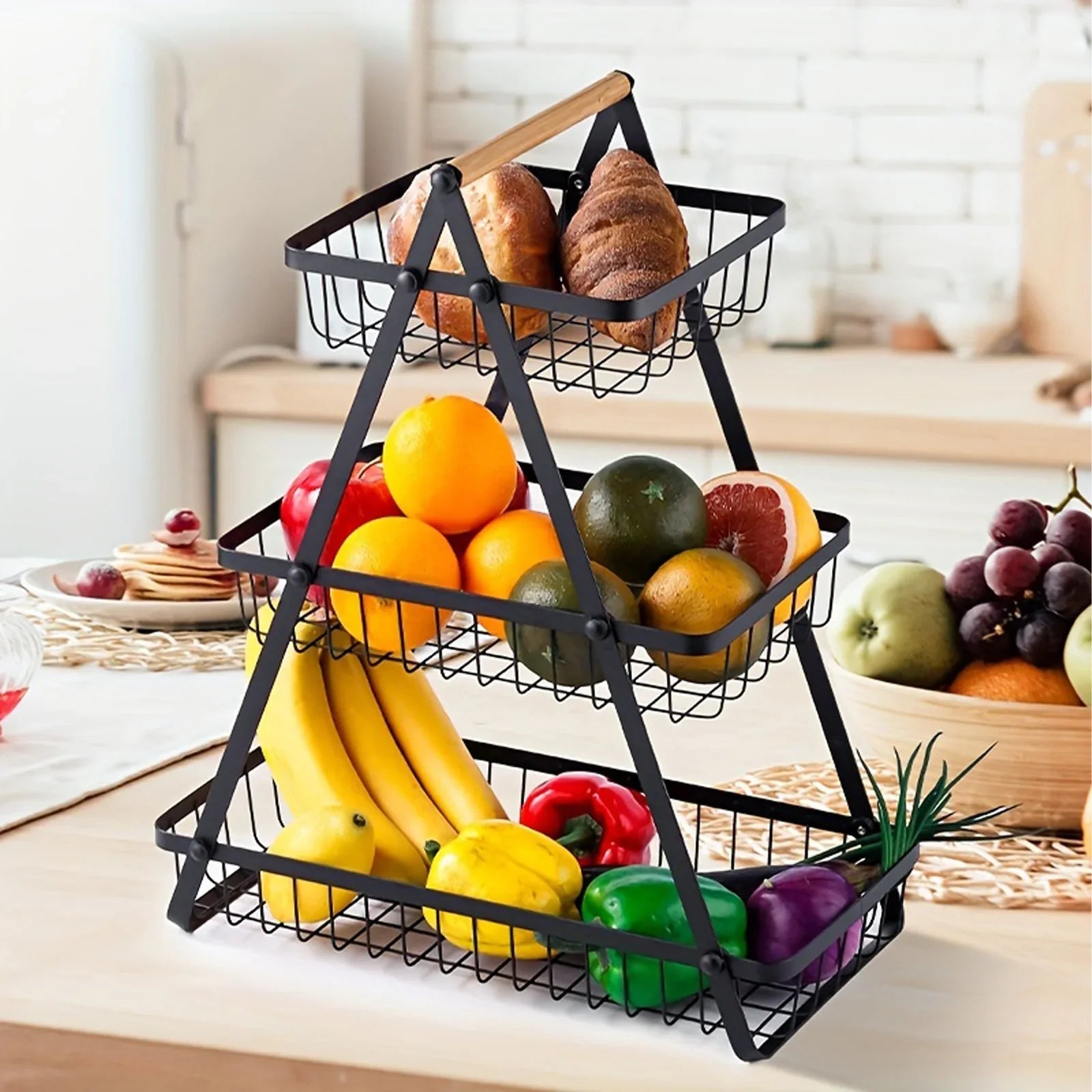 Cesta de fruta de metal para almacenamiento de cocina