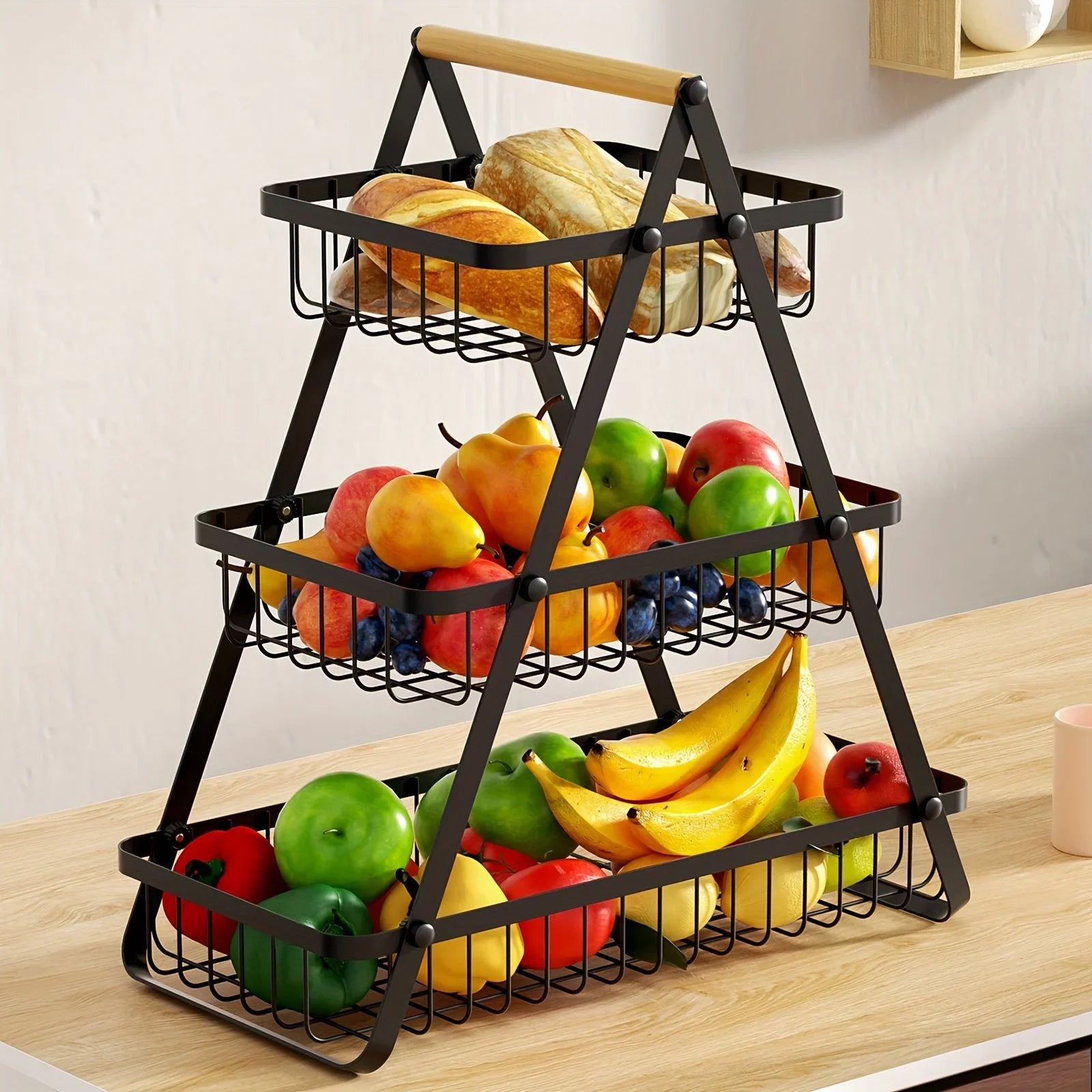 Cesta de fruta de metal para almacenamiento de cocina