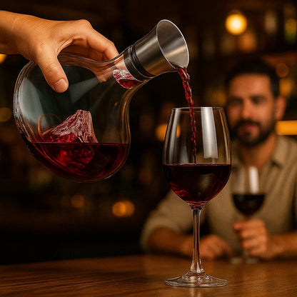 Carafe à vin en cristal avec aérateur en verre