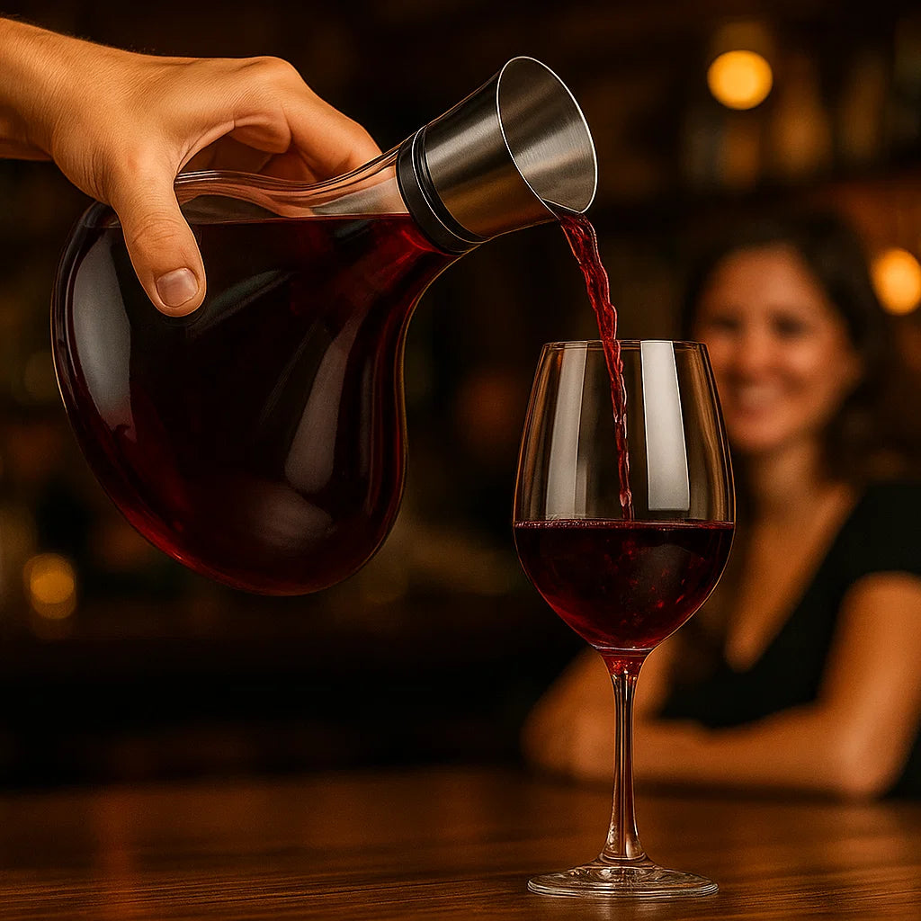 Carafe à vin en cristal avec aérateur en verre
