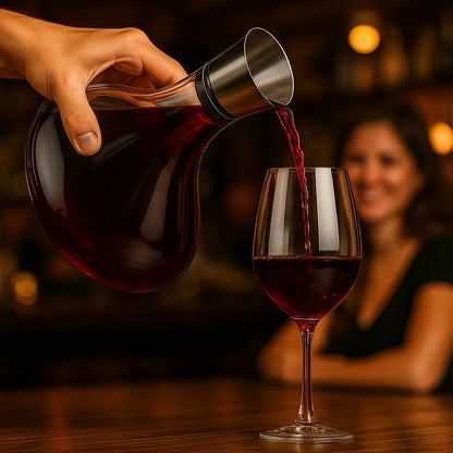 Carafe à vin en cristal avec aérateur en verre