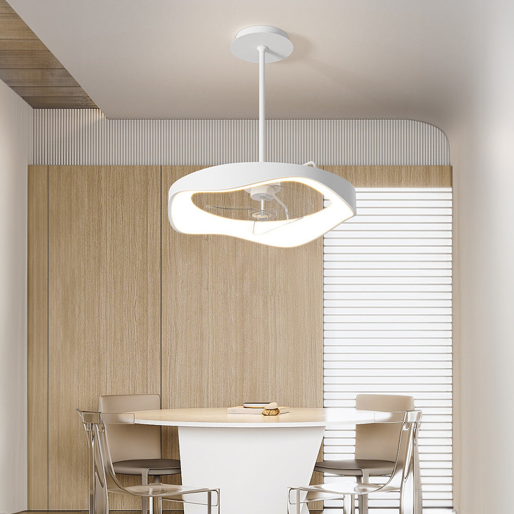 Sleek Minimalist Iron White Ceiling Fan with Integrated Light for Stylish Home Comfort and Modern Décor