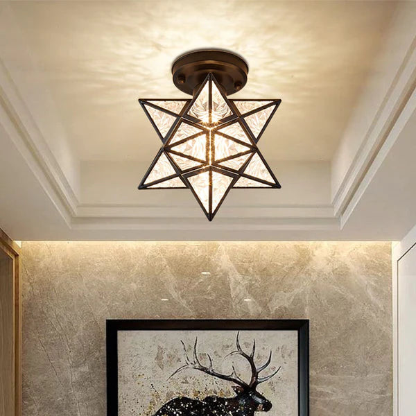 Star-Shaped Semi-Flush Mount Ceiling Light Fixture - Elegant Design for Modern Home Décor and Ambient Lighting Solutions