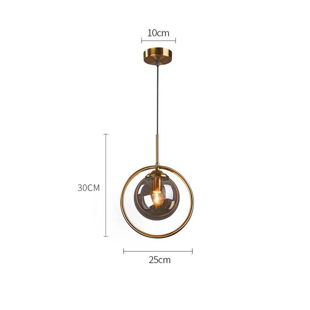 Glass Pendant Light with Gold Frame Finish