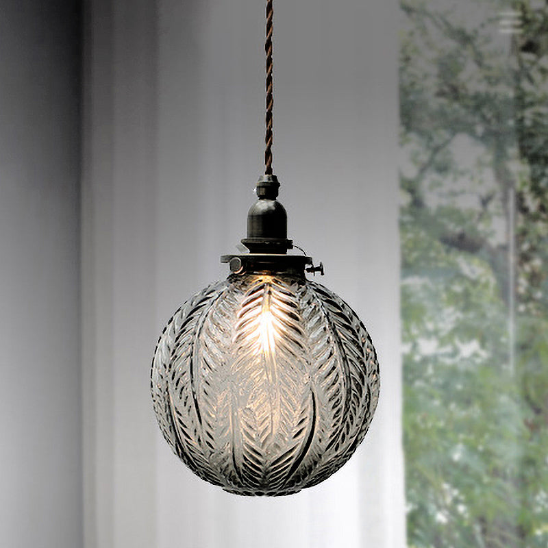 Pendant Light with Vintage Glass Globe Shade