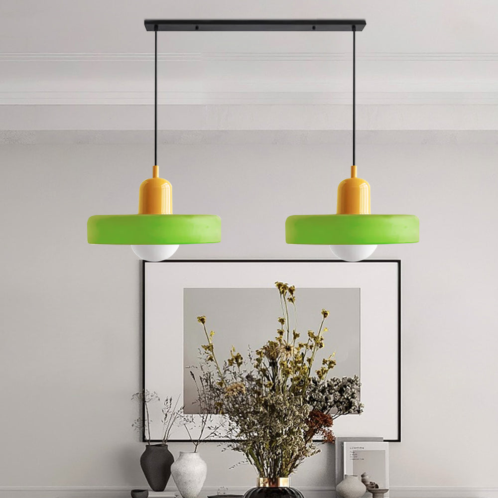 Contemporary Bauhaus Stained Glass Pendant Light with Dual Heads for Stylish Home Illumination