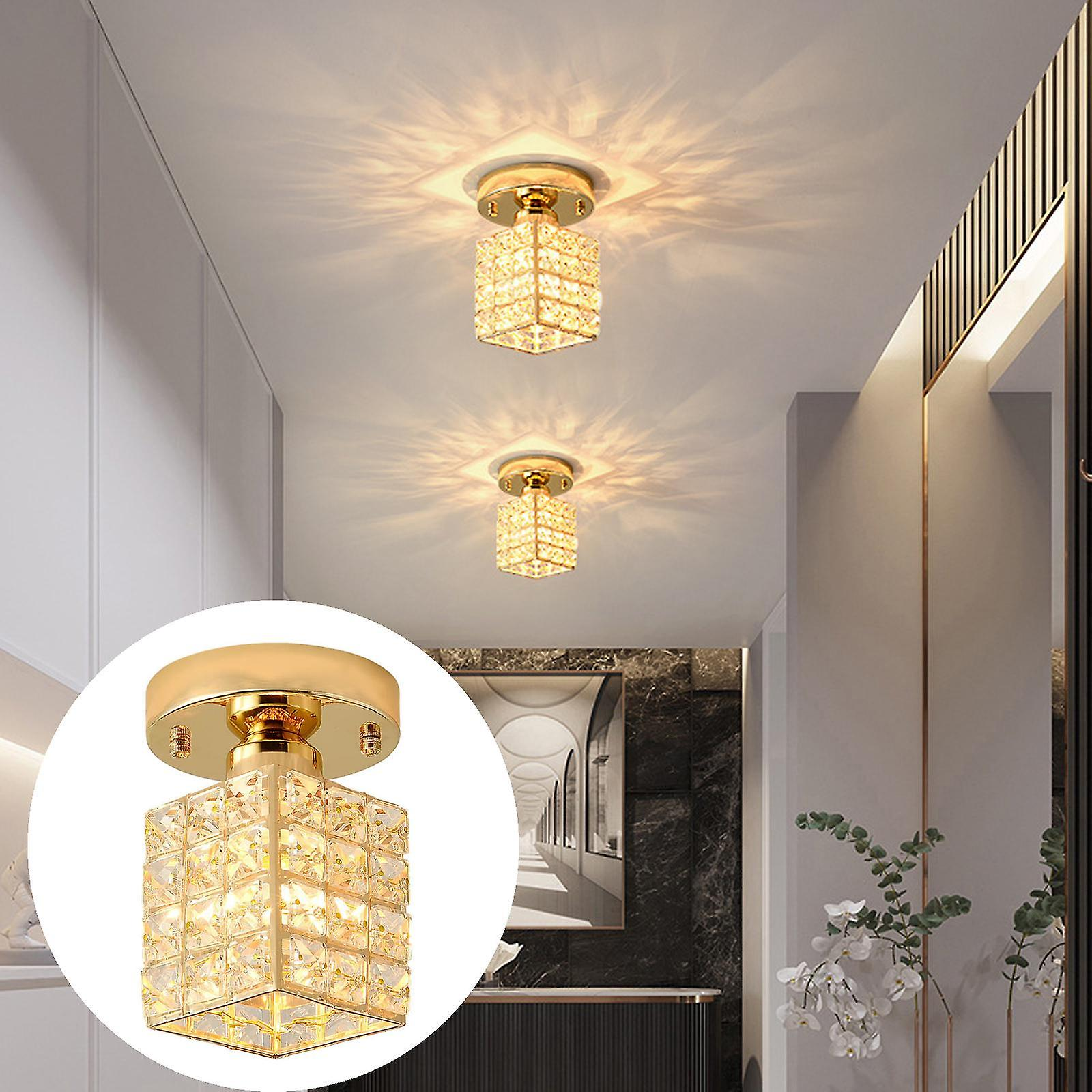 Contemporary Gold Round Glass Semi-Flush Ceiling Light for Hallway - Elegant Lighting Fixture for Modern Interiors