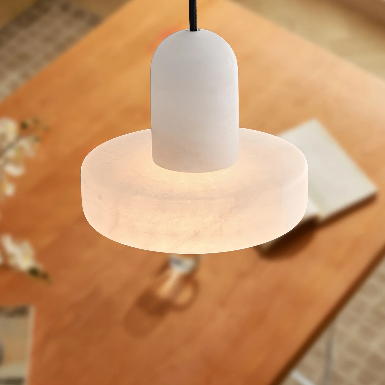 Elegant White Marble Pendant Light for Stylish Living Room Décor and Ambient Illumination