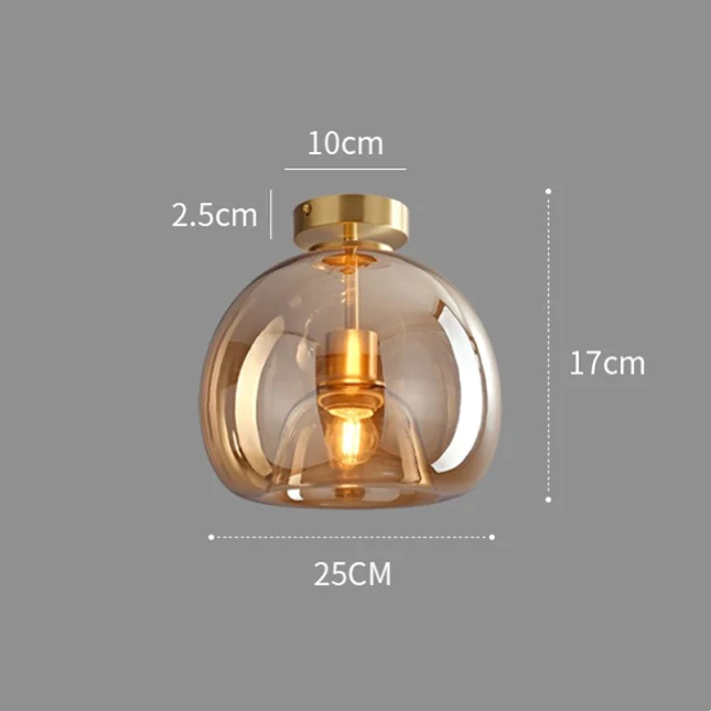 Set of 2 Contemporary Copper and Glass Ceiling Lights for Hallway - Stylish Modern Lighting Fixtures