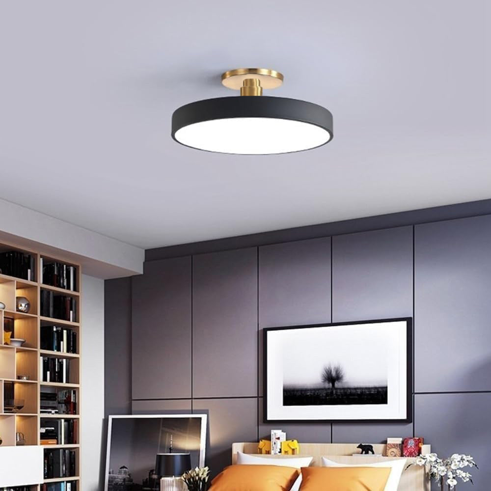 Set of 2 Dimmable Circular LED Semi Flush Ceiling Lights for Bedroom - Modern Lighting Solutions for Stylish Interiors