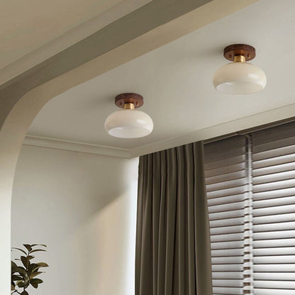 Elegant Round Glass Ceiling Light Fixture for Hallways