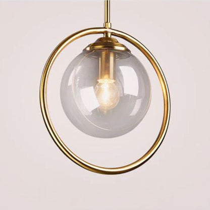 Glass Pendant Light with Gold Frame Finish