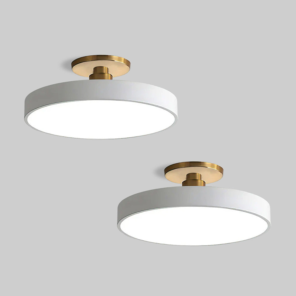 Set of 2 Dimmable Circular LED Semi Flush Ceiling Lights for Bedroom - Modern Lighting Solutions for Stylish Interiors