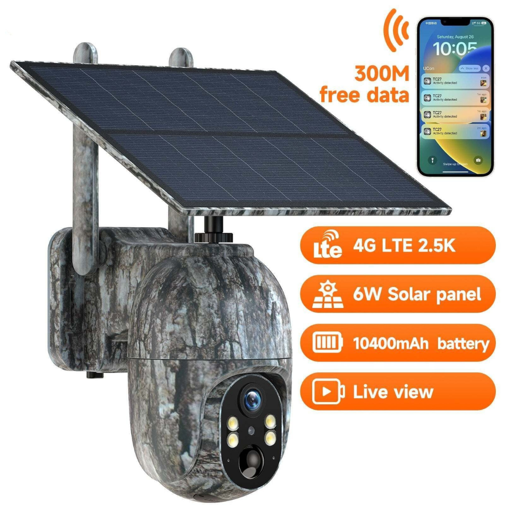 Cámara de seguridad exterior solar inalámbrica 4G HD