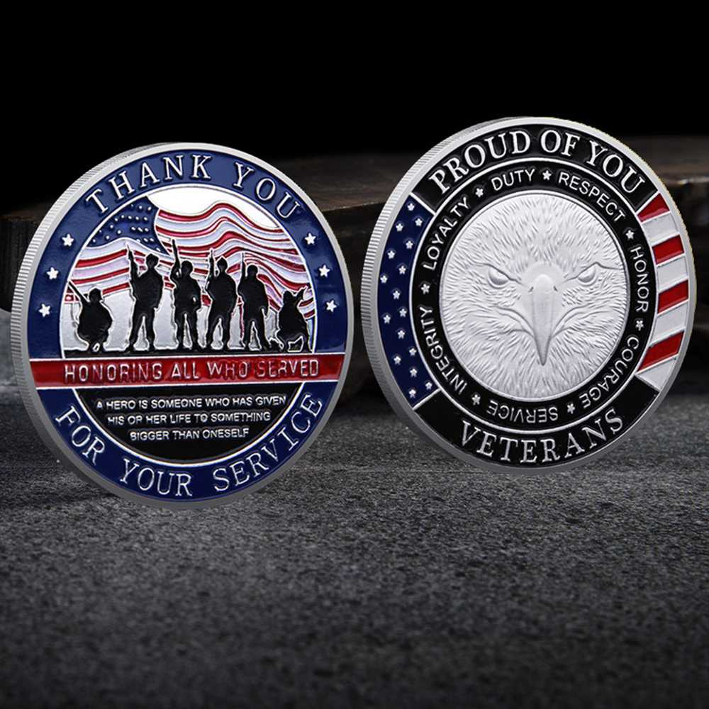 Veterans Day Coin Set Gold Silver Plated Military Challenge Coins Gift